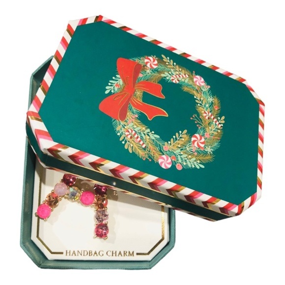 Beautiful gold plated Pink bejeweled gemstone A monogram bag purse key chain new - Picture 9 of 13